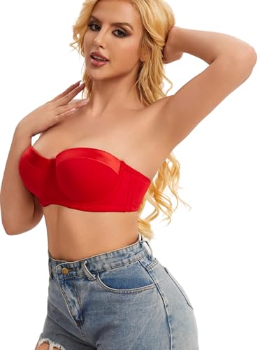Image of Women's Push up Strapless Bra for Large Breasts with Clear Straps, Never Move On Party Cup B /C /D /DD /DDD /G