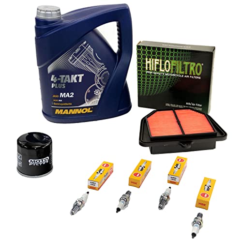 Wartungspaket Öl 4L + Luftfilter + Ölfilter + Zündkerzen für Yamaha FZ8 800 Fazer RN25 Baujahr 2010-2016