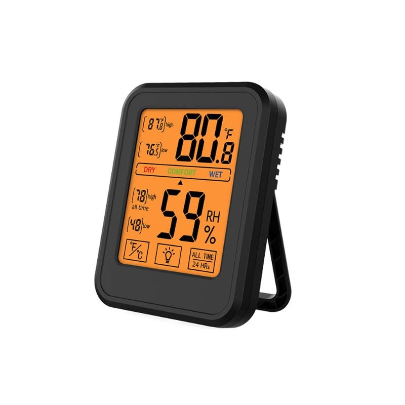 The Multi Functional Indoor Temperature Humidity Meter Can Be Hung or Placed Upright to Record Household Conditions