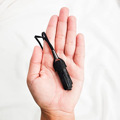 Colar Masculino, Turmalina Negra Bruta, Amuleto de Proteção Contra Inveja e Energias Ruins