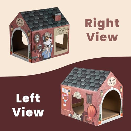 image for LiBa Cardboard Cat House with Scratch Pad and Catnip, Cat Scratcher fo