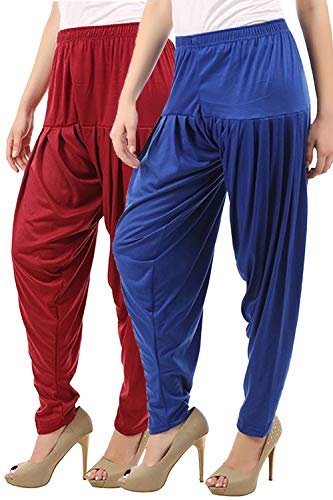 Image of Buy That Trendz Womens Patiala Pants Combo Pack of 2 Viscose Dhoti Patiyala Salwar Harem Bottoms Pants