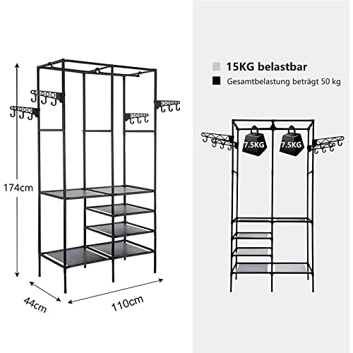 image for YORKING Clothes Rails Heavy Duty Garment Rack Hanging Rack Black Coat 
