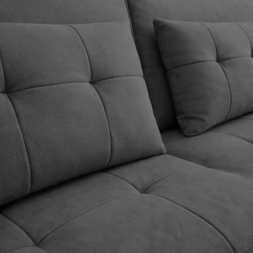Image of Casaliving Treshta 3 Seater Pull-Out Premium Fabric Sofa Cum Bed Sofa Set for Living Room (Black Fabric Color) Premium Fabric Sofa Set for Living Room Sofa Cum Bed Sofa