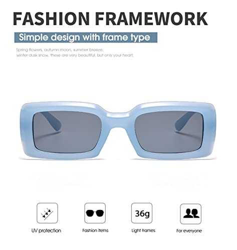 ZIUTNSAV-Rectangular Small Frame Men's and Women's Fashion Sunglasses (COLOR:A4582,ONE SIZE)2