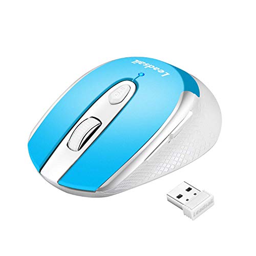 LeadsaiL Wireless Mouse for Laptop, 2.4G Portable Slim Cordless Computer Mouse Less Noise for Laptop, 6 Buttons, for Windows 10/8/7/Mac/MacBook Pro/Ai