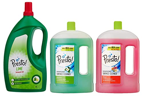 Image of Dish Wash Gel - 2 Litre (Lime) & Disinfectant Surface /Floor Cleaner - 2 L (Floral) & rface /Floor Cleaner - 2 L (Jasmine)