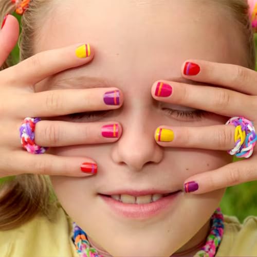 Image of Whimsy Beauty 8 in1 Kids Nail Art Kit | Water Based Peel Off Nail Polish Set with Press On Nails Stickers Nail File and Toe Separators | Safe Fun Nail Care for Girls |Organic, Natural, Chemical Free