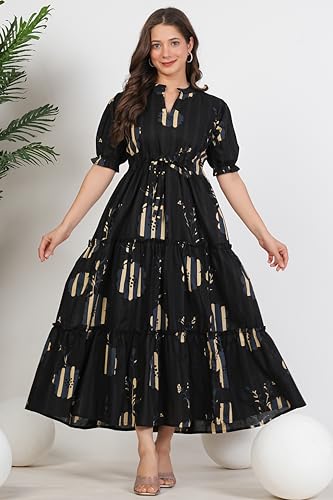 Image of Monique Brand Women's /Girls Cotton Kurta for Women Floral Printed Regular Fit Anarkali Kurta ||Floral Flared Western Dress