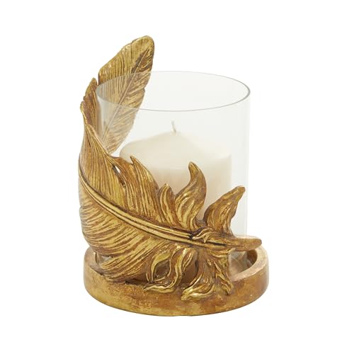 Deco 79 Glass Bird Feather Pillar Candle Holder...