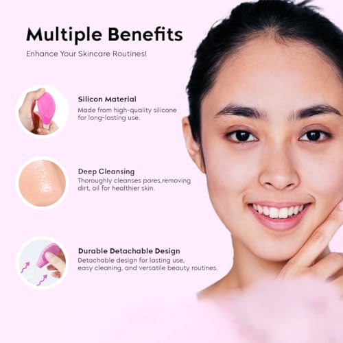 Image of Gleva Silicone Face Mask Brush Beauty Tool, Facial Mud Mask Applicator, Clay Mask, Facial Mask Brushes, Flexible Charcoal Mask Brush for Girl & Women (Rose)
