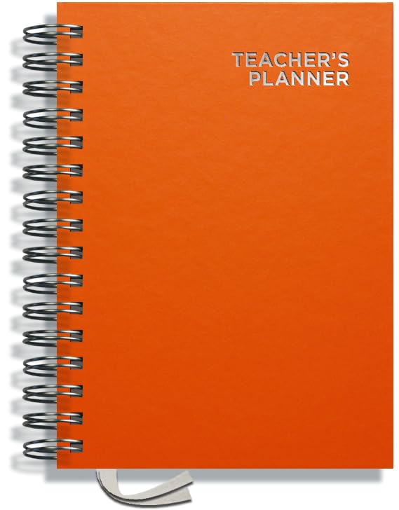 Teacher Planner 2026-2027 A5 size by Pirongs | 6 Lesson Planner for Teachers | Page a day | DATED, Hardback, Wiro-bound Teachers Planner - Orange — image 1