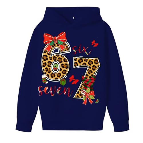 Genérico Sudaderas Niña 67 Cómoda Sudadera para Niños con Estampado del Número 67 con Capucha, Interior, Detalles Finos, Talla 2-14 Años