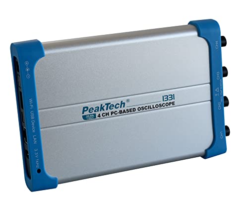 PeakTech, 1331, Osciloscopio para PC, 4 canales, 100 MHz, 1GS/s, interfaz USB y LAN, software para PC, P 1326