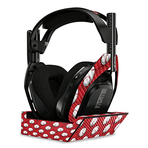 Image of MightySkins Carbon Fiber Skin Compatible With Astro A50 Wireless Headphones + Base Station (Gen 4) - Tiled Baseball | Protective, Durable Textured Carbon Fiber Finish | Easy To Apply | Made in the USA