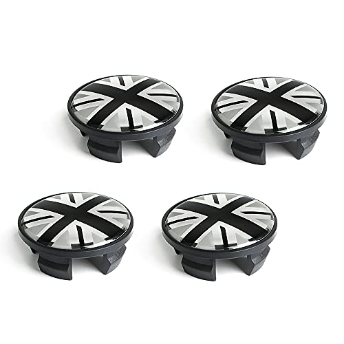 QIDIAN-voiture Jante Centre De Roue Moyeu Cache Caps Emblème Badge Autocollant Jante Décoration pour Cooper pour Cooper R55 R56 R60 F54 F55 F56 F60 Clubman Countryman (for R Series Gray Jack * 4PCS) Cover