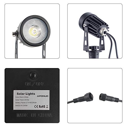 APONUO Solar Spotlights RGB Landscape Lights Color Changing Low Voltage Outdoor Solar Spotlight IP65 Waterproof 9.8ft Cable Auto On/Off for Outdoor Garden Yard Landscape Downlight (Multi-Color)