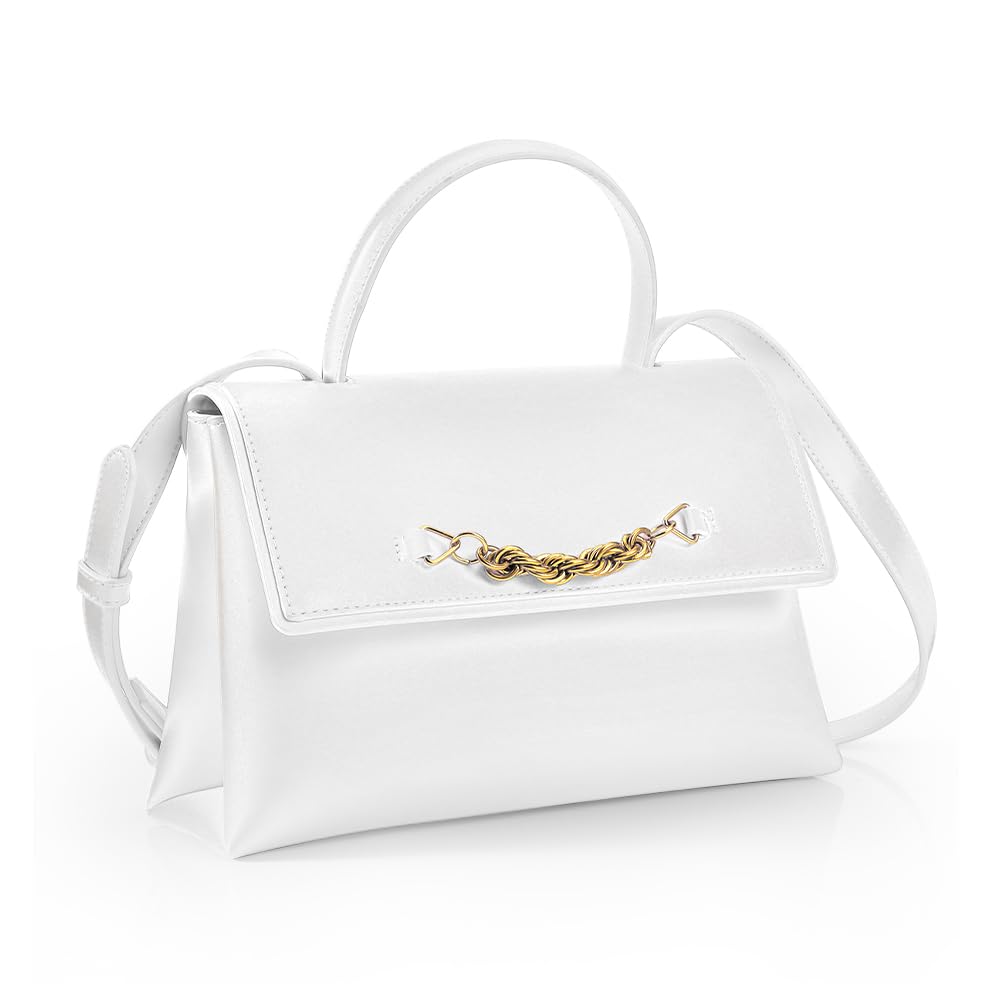 HUYAOPT Shoulder Bags for Women, WHITE Leather Crossbody Purse Trendy, Top-Handle/Handbags for Everyday, Phone Wallet Purse for Women Mama