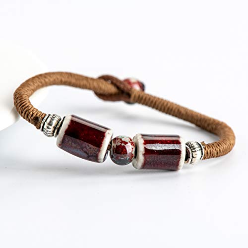 BSNOVT 1 peça de pulseiras de cerâmica Jingdezhen com contas de cerâmica para mulheres Love Boho Env
