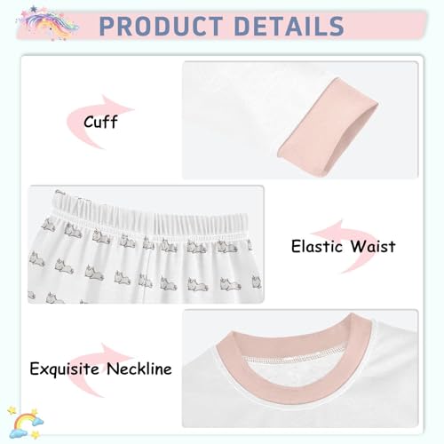 Cartoon Pajamas Set Lies Down Unicorns Long Sleeve PJs Cotton Jammies Sleepwear Top and Pants4