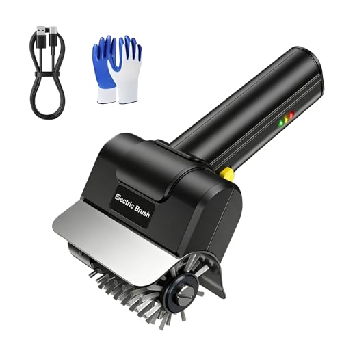 Brosse électrique pour Barbecue,Brosse Electrique Barbecue,Brosse de Nettoyage de Gril sans Fil avec Gant et Brosse,Autonomie de 100 Min,Rechargeable...