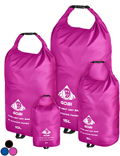 Outdoor Panda Dry Bag  [2L 5L 10L 15L)  Sacca impermeabile per escursioni, ciclismo, kayak, rosa., 1 x 5L