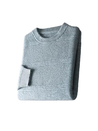 Men's Merino Wool Pullover Knitted Textured Round Neck Solid Color Casual Long Sleeve Warm Sweater Top