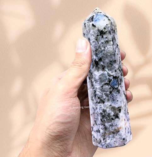 Image of Amazing Gemstone Large Rainbow Moonstone Crystal Towers ~ Natural Healing Crystal Point Obelisk for Reiki Healing and Crystal Grid (5.5 inch to 6 inch INCH)