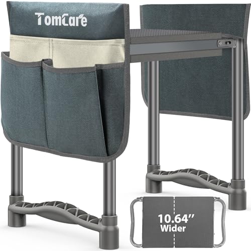 Image of TomCare Garden Kneeler and Seat 10.64 inch Wider Larger Soft Kneeling Pad Garden Bench with 2 Large Tool Pouches Heavy Duty Garden Stool Foldable Tools Gardening Gifts for Women Men Gardeners,Grey