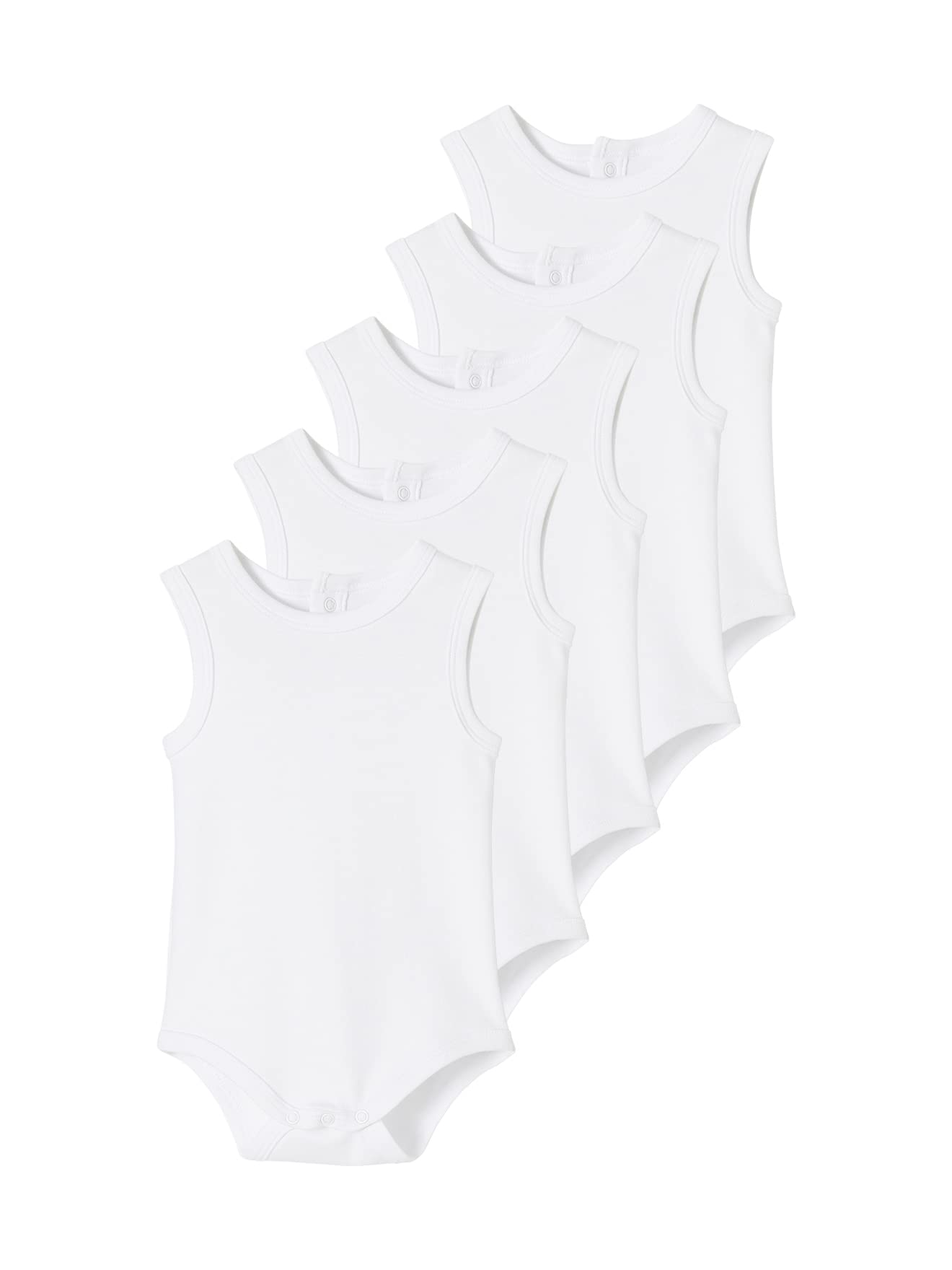 VERTBAUDET Lot de 5 bodies débardeur bébé en interlock BASICS lot blanc 12M(74CM)