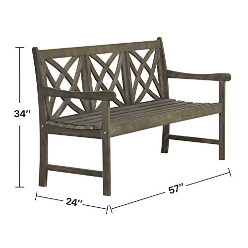 Vifah Renaissance Outdoor Patio 5-Foot Hand-Scraped Wood Garden Bench #TOP4