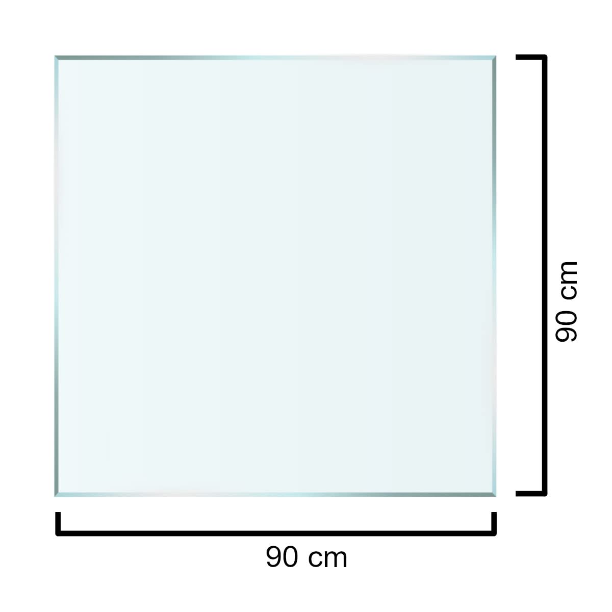 Euro Tische Glasplatte für Kaminofen und Tischplatte in 90x90cm Facettenschliff, Schutzplatte mit 6mm ESG Sicherheitsglas, Funkenschutzplatte, Glasboden für Kamin (Klarglas)