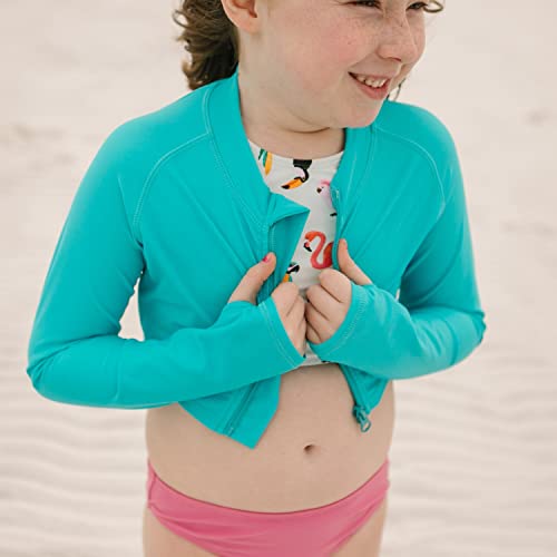 Image of SwimZip Girls' Long Sleeve Zipper Crop Top Rash Guard UPF 50+ Sun Protection