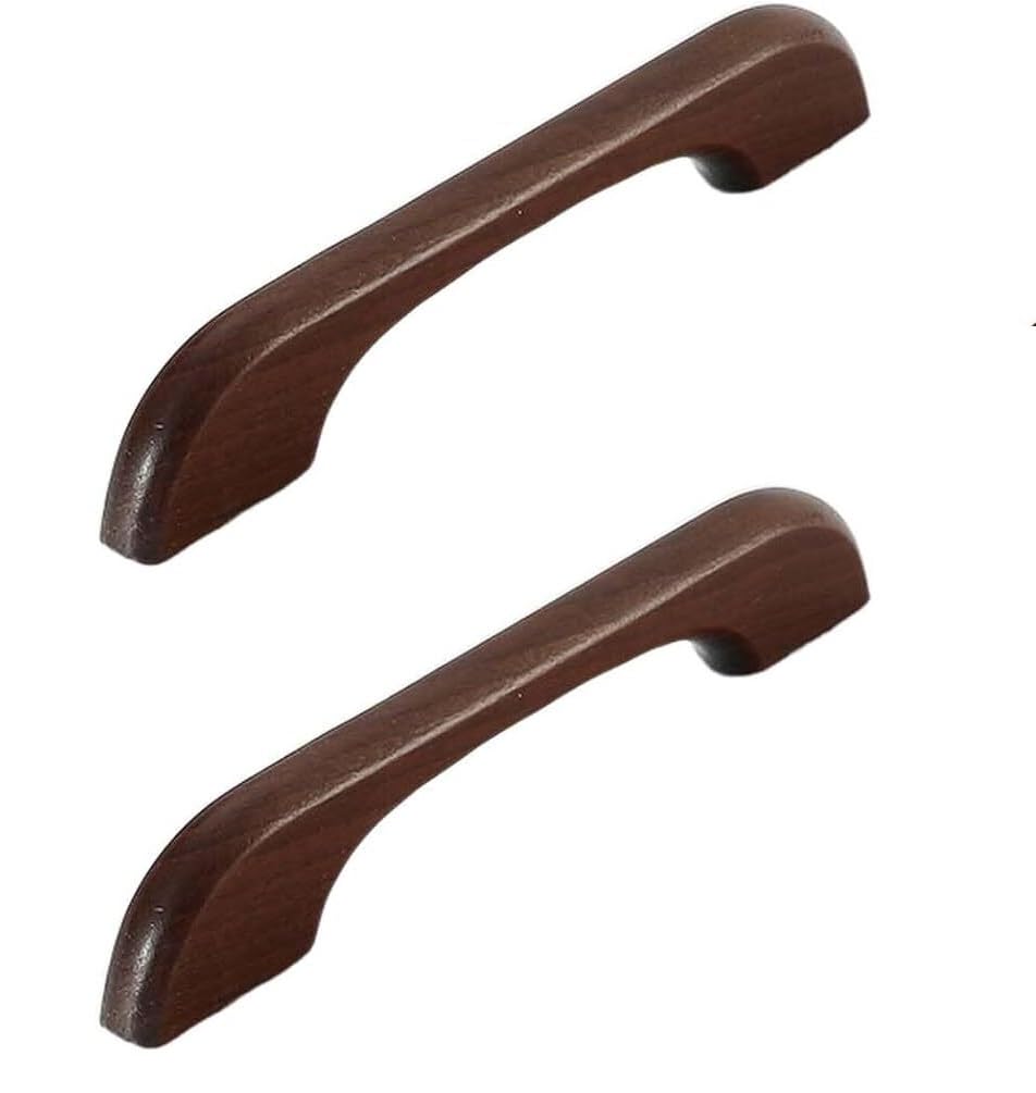 ERERE Wooden Drawer Pulls, Cabinet Handles for Dresser, Wardrobe, Home Decor(Brown,Hole Center 128mm)