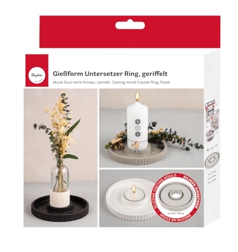 Rayher Silicone Casting Mould Coaster Ring, Ribbed, ø 17cm x H 2cm, 36175000