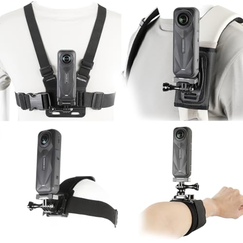 Image of PellKing Accessories Kit for Insta360 X5, Chest Mount Head Strap Backpack Strap Clip Wrist Strap, 360Rotating Adapter + Quick Release Magnetic Mount for Insta360 One X5 Camera