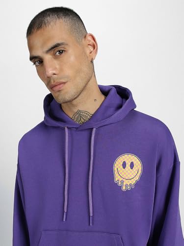 Image of Veirdo Cotton Poly Fleece Oversized Hooded Sweatshirt Baggy Fit Stylish Pocket Graphic Printed Hoodie for Men (Available in Sizes: S to 3XL)
