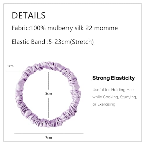 townssilk Silk Hair Tie, 100% Pure Mulberry Silk, 22 Momme, Hair-Friendly, Luxurious, Elastic, Hair Elastics. 5 Piece Combinations - Image 3