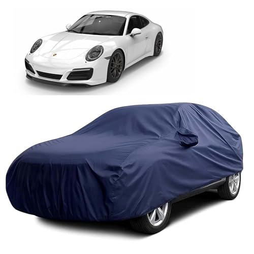 Image of Sulfar 100% Water Resistant Car Body Cover Compatible with Mirror for Porsche 911 Carrera (Triple Stitched, Full Bottom Elastic, Navy Blue)