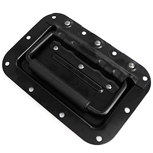 Heyous 1Pc 6.3X4.2 Inch Black Recessed Spring Loaded Pull Handle For Flight Case Furniture Cabinet Toolbox Chest #TOP3