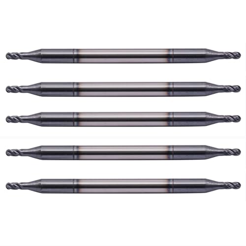 Image of BestParts 5Pcs 1 /16 inch Solid Carbide Ball Nose End Mills - Double End - AlTiN Coated, 4 Flute, 30 Degree Helix, 1 /16 inch Cutting Diameter, 1 /8 inch Shank Diameter, 1 /8 inch Length of Cut, 2 inch Overall Length