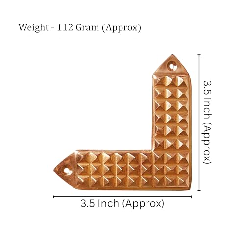 Image of Vastu Copper L Shape Pyramid Strip |Size-3.5Inch |Weight- 112gm Approx | Vastu Remedy Tool |Angle Strip with Pyramid Design for Correcting Corner | Home & Spritual Decor | Pack of 1