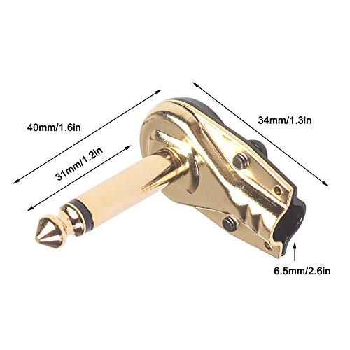 10 Pcs Plugue de Soldagem de Guitarra, Cotovelo de 90 Graus 6,35mm Plugue de Soldagem de Metal Diy p