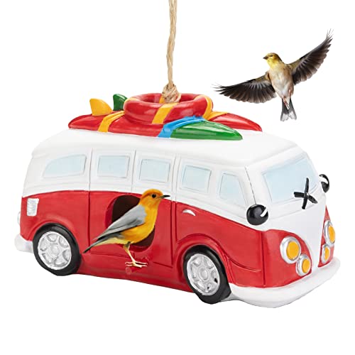 Bird Houses For Outside Decorations Bus Birdhouse Resin Hanging Handmade Bird Nest Garden Decorations For Garden Decor Outdoor Gifts For Gardening Lovers #TOP1