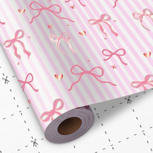 woric Pink Wrapping Paper Roll -Mini Roll- 17 Inch x 33 Feet
