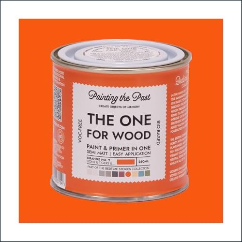 The One for Wood Paint & Primer 250ml Orange No. 2 Lions & Tigers &... | Semi Matt Finish, Bio-Based & VOC-Free Formula for Wooden Furniture & Surfaces | Durable & Easy Indoor Home Decorating