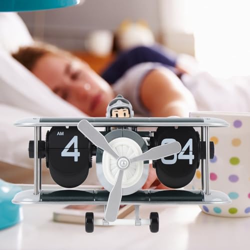 Reloj de escritorio retro con forma de avión, el regalo original perfecto para decoración de casa 5