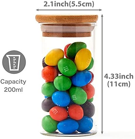 EZOWARE Set of 10 Glass Spice Jars Set, 200ml Airtight Clear Decorative Herbs Storage Bottles with Natural Bamboo Lids and Chalkboard Labels