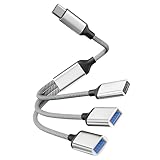 Leloco USB C Splitter 1 zu 3, USB C Stecker zu 2 USB A+Typ C(PD60W) Buchse Kabel Adapter, Typ C Verteiler für Strom und Daten Kompatibel mit Mobiltelefone, Tablets, Lapto, Mac, Auto, PS4, PS5 usw