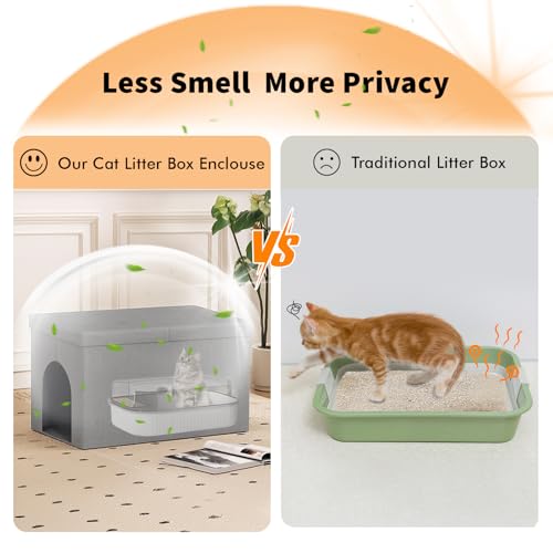 Móveis de caixa de areia para gatos, caixa de areia oculta para móveis com tampa dobrável extra gran